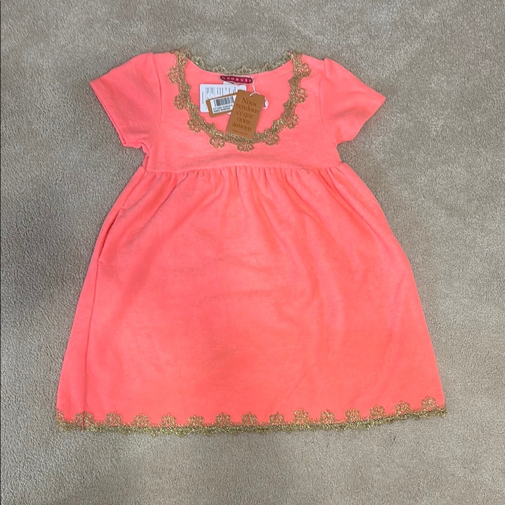 MANOUSH Coral Dress with Gold Trim